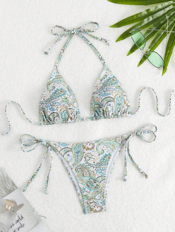 Casual marine bikini for women - Adjustable waist, Soft and light fabric - Bikiny