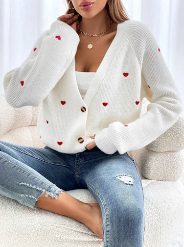 French women’s cardigan - heart stitching and comfy long sleeves – Cardyne